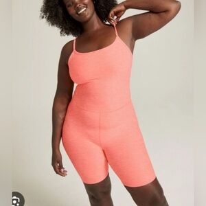 Beyond Yoga Get in Gear Electric Peach Spacedye Yoga Romper